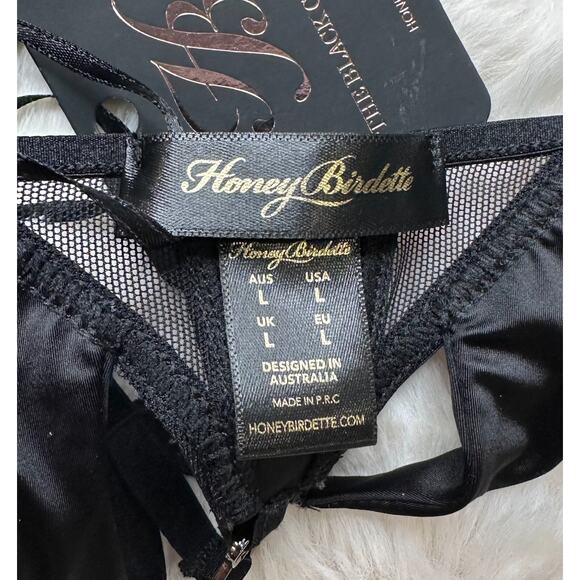 Honey Birdette VESNA🖤 Black Mesh Panel Thong Large - Picture 3 of 3